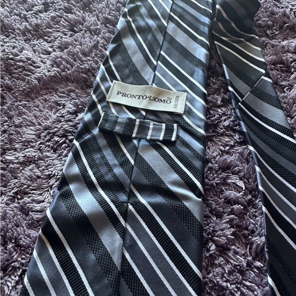 Pronto Uomo Charcoal and Silver Striped‎ Suit